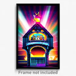Pixel Art Poster - Tremendous Cathouse (8 Bit Psychedelic Video Game Print)