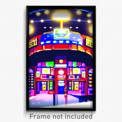 Pixel Art Poster - Anime Like Pub (8 Bit Psychedelic Trippy Video Game Print)
