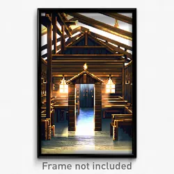 Pixel Art Poster - Bronze Longhouse (8 Bit Psychedelic Trippy Video Game Print)