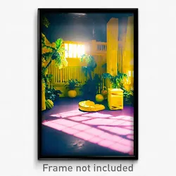 Pixel Art Poster - Yellow Exotic Area (8 Bit Psychedelic Video Game Print)