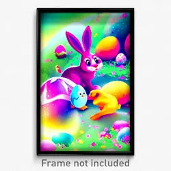 Pixel Art Poster - Wiggly Easter (8 Bit Psychedelic Trippy Video Game Print)