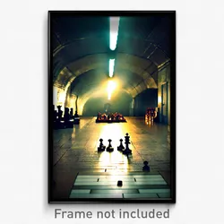 Pixel Art Poster - Underground Chess (8 Bit Psychedelic Trippy Video Game Print)