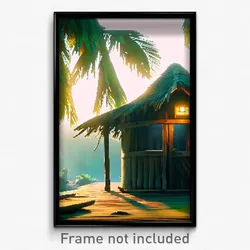 Pixel Art Poster - Tremendous Hut (8 Bit Psychedelic Trippy Video Game Print)