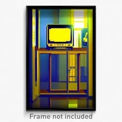 Pixel Art Poster - Yellow Television (8 Bit Psychedelic Trippy Video Game Print)