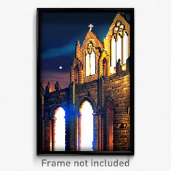 Pixel Art Poster - Dramatic Priory (8 Bit Psychedelic Trippy Video Game Print)