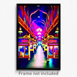Pixel Art Poster - Blissful Bazaar (8 Bit Psychedelic Trippy Video Game Print)