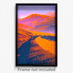 Pixel Art Poster - Orange Landscape (8 Bit Psychedelic Trippy Video Game Print)