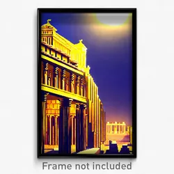 Pixel Art Poster - Golden Acropolis (8 Bit Psychedelic Trippy Video Game Print)
