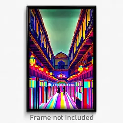 Pixel Art Poster - Glamorous Bazaar (8 Bit Psychedelic Trippy Video Game Print)