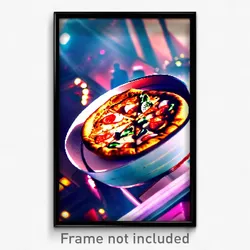 Pixel Art Poster - Spectacular Pizza (8 Bit Psychedelic Trippy Video Game Print)