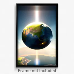 Pixel Art Poster - Large Earth (8 Bit Psychedelic Trippy Weird Video Game Print)