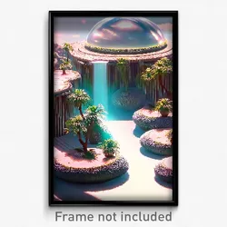 Pixel Art Poster - Silver Oasis (8 Bit Psychedelic Trippy Video Game Print)