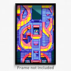 Pixel Art Poster - Imaginary Cartoon Architecture (8 Bit Video Game Print)
