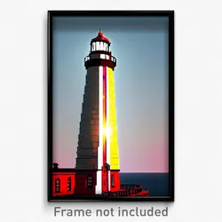 Pixel Art Poster - Bold Lighthouse (8 Bit Psychedelic Trippy Video Game Print)