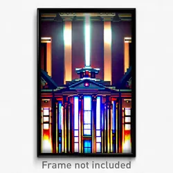 Pixel Art Poster - Stunning Courthouse (8 Bit Psychedelic Video Game Print)