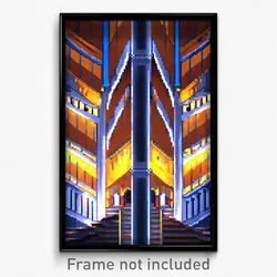 Pixel Art Poster - Giant Scriptorium (8 Bit Psychedelic Trippy Video Game Print)