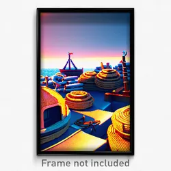 Pixel Art Poster - Nautical Heap (8 Bit Psychedelic Trippy Video Game Print)