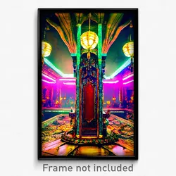 Pixel Art Poster - Elaborate Exotic Area (8 Bit Psychedelic Video Game Print)