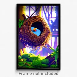 Pixel Art Poster - Adorable Nest (8 Bit Psychedelic Trippy Video Game Print)