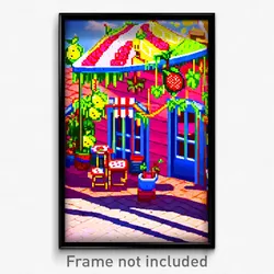 Pixel Art Poster - Fruity Terrace (8 Bit Psychedelic Trippy Video Game Print)