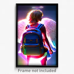 Pixel Art Poster - Angelic Backpack (8 Bit Psychedelic Trippy Video Game Print)