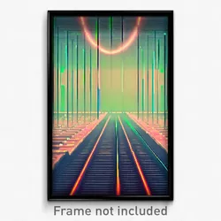 Pixel Art Poster - Digital Wire Frame Track (8 Bit Psychedelic Video Game Print)
