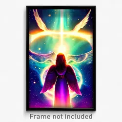 Pixel Art Poster - Angelic Outer Space (8 Bit Psychedelic Video Game Print)