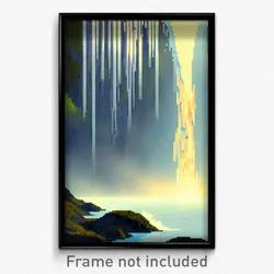 Pixel Art Poster - Animated Waterfall (8 Bit Psychedelic Video Game Print)