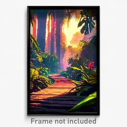 Pixel Art Poster - Important Jungle (8 Bit Psychedelic Trippy Video Game Print)