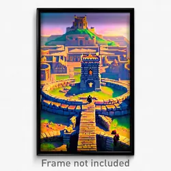 Pixel Art Poster - Glaring Citadel (8 Bit Psychedelic Trippy Video Game Print)