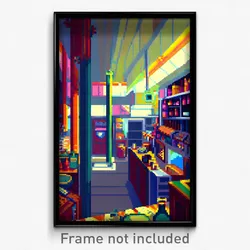 Pixel Art Poster - Cluttered Barony (8 Bit Psychedelic Trippy Video Game Print)