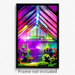 Pixel Art Poster - Vivid Greenhouse (8 Bit Psychedelic Trippy Video Game Print)