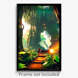 Pixel Art Poster - Fancy Jungle (8 Bit Psychedelic Trippy Video Game Print)