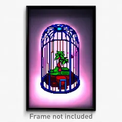 Pixel Art Poster - Digital Wire Frame Terrarium (8 Bit Video Game Print)