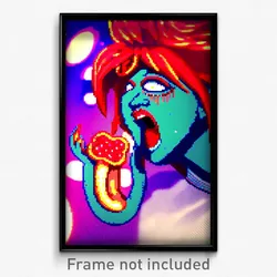 Pixel Art Poster - Gigantic Mouth (8 Bit Psychedelic Trippy Video Game Print)