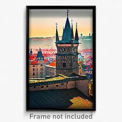 Pixel Art Poster - Warlike Prague (8 Bit Psychedelic Trippy Video Game Print)