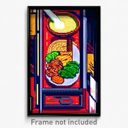 Pixel Art Poster - Detailed Ramen (8 Bit Psychedelic Trippy Video Game Print)