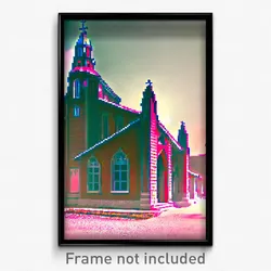Pixel Art Poster - Creepy Parish (8 Bit Psychedelic Trippy Video Game Print)