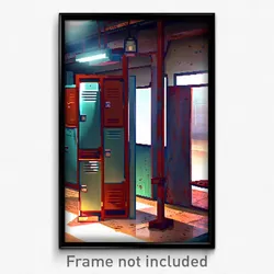 Pixel Art Poster - Rusty Locker Room (8 Bit Psychedelic Trippy Video Game Print)
