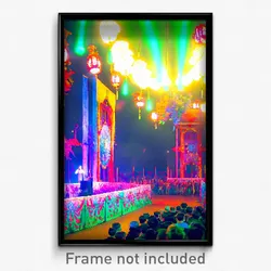 Pixel Art Poster - Stained Festival (8 Bit Psychedelic Trippy Video Game Print)