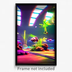 Pixel Art Poster - Rosy Aquarium (8 Bit Psychedelic Trippy Video Game Print)