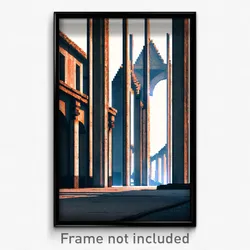 Pixel Art Poster - Concrete Historical Architecture (8 Bit Video Game Print)