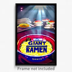 Pixel Art Poster - Giant Ramen (8 Bit Psychedelic Trippy Weird Video Game Print)
