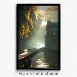 Pixel Art Poster - Haunted Waterway (8 Bit Psychedelic Trippy Video Game Print)