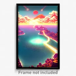 Pixel Art Poster - Energetic Atoll (8 Bit Psychedelic Trippy Video Game Print)