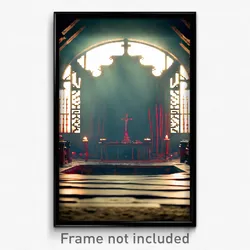 Pixel Art Poster - Creepy Sanctuary (8 Bit Psychedelic Trippy Video Game Print)