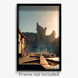Pixel Art Poster - Damaged Citadel (8 Bit Psychedelic Trippy Video Game Print)
