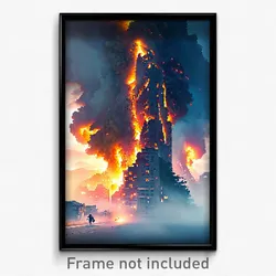 Pixel Art Poster - Agitated Earthquake (8 Bit Psychedelic Video Game Print)