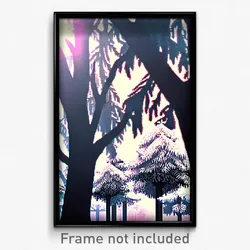 Pixel Art Poster - Silver Trees (8 Bit Psychedelic Trippy Video Game Print)