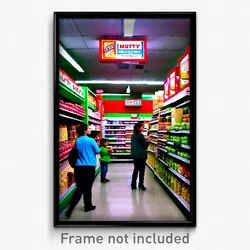 Pixel Art Poster - Nutty Grocery Store (8 Bit Psychedelic Video Game Print)